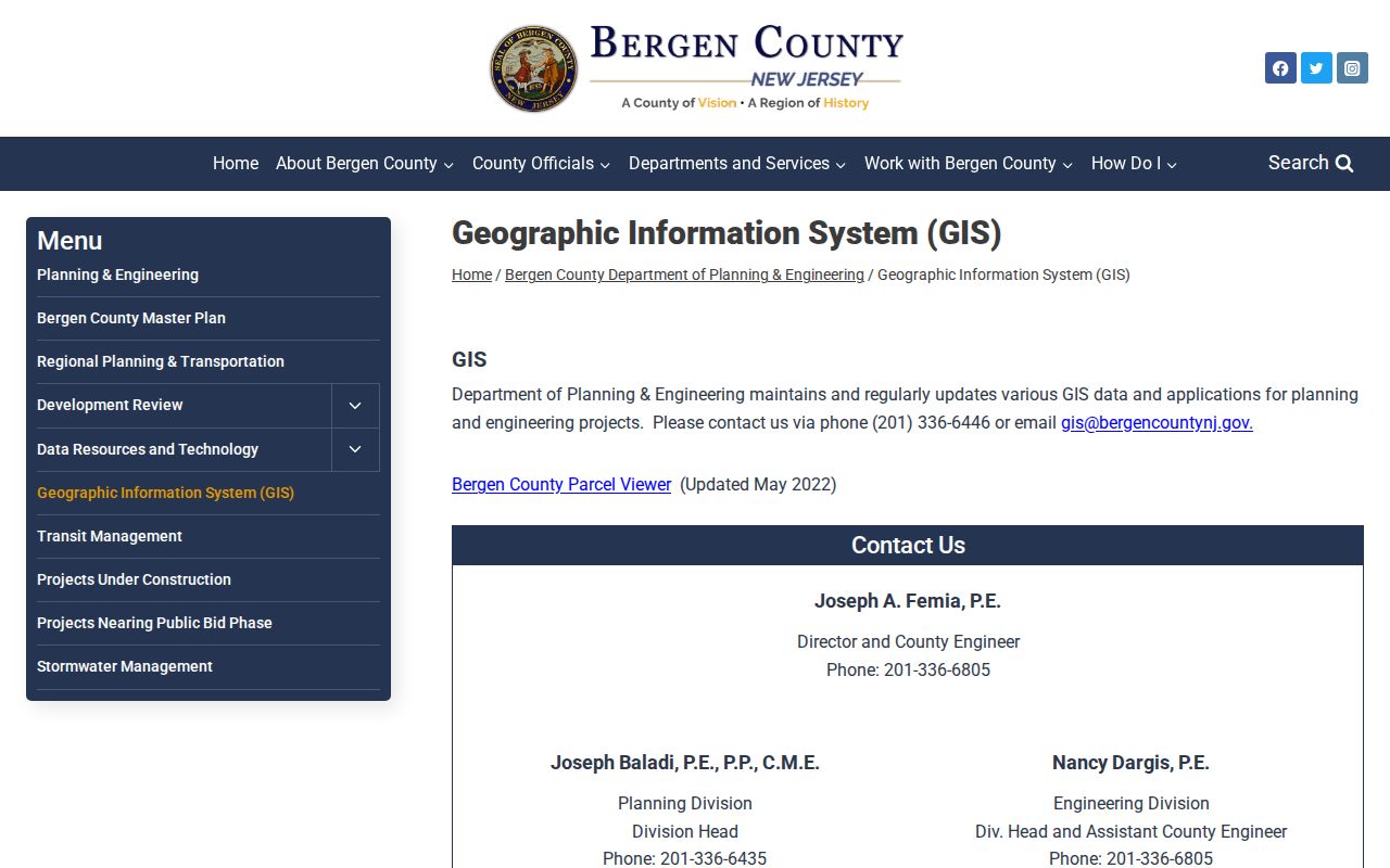 Englewood street directory Bergen County GIS parcel viewer route